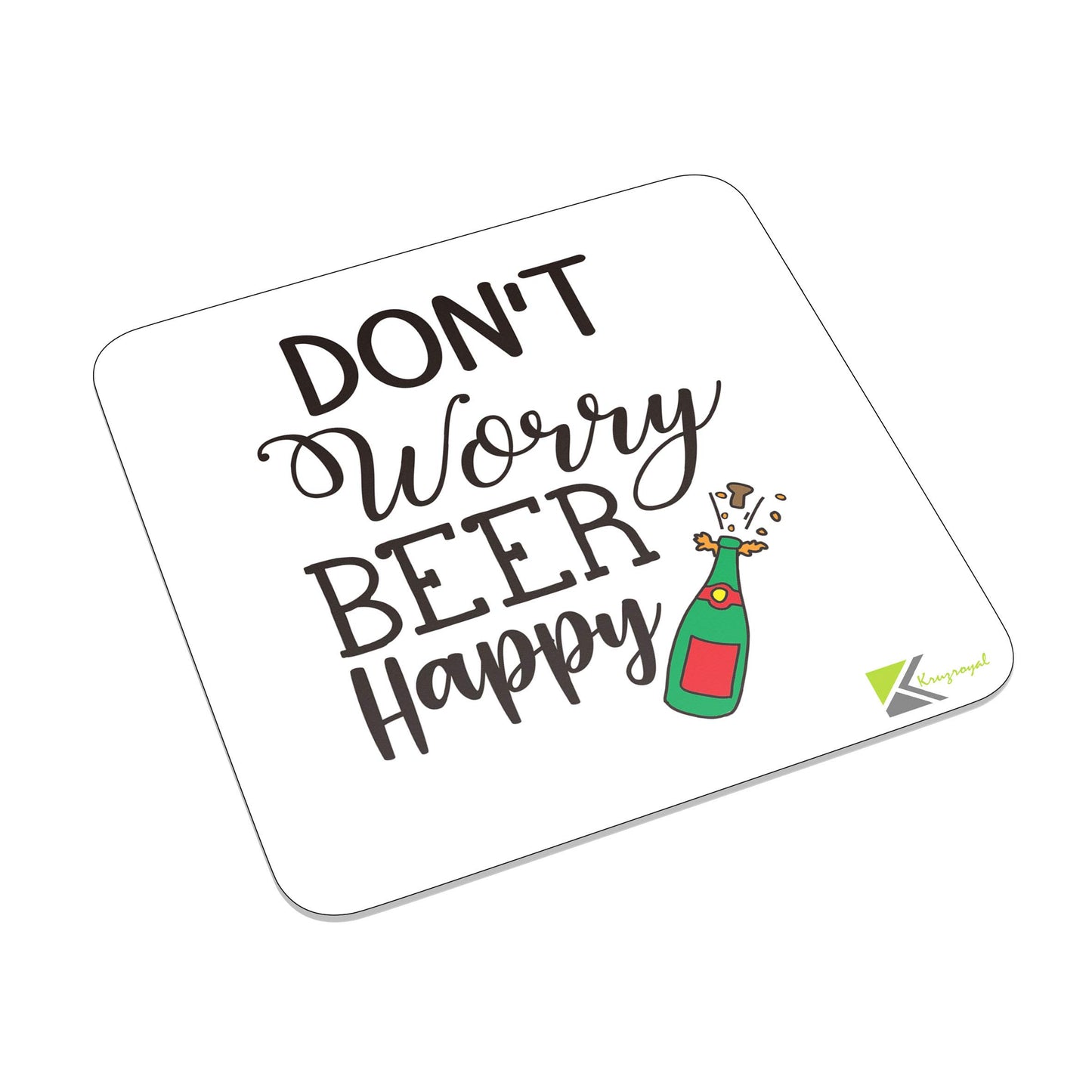 FM066 Don't Worry Beer Happy Novelty Funny Idea Glossy Metal Square Fridge Magnet