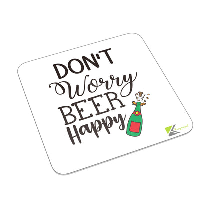 FM066 Don't Worry Beer Happy Novelty Funny Idea Glossy Metal Square Fridge Magnet