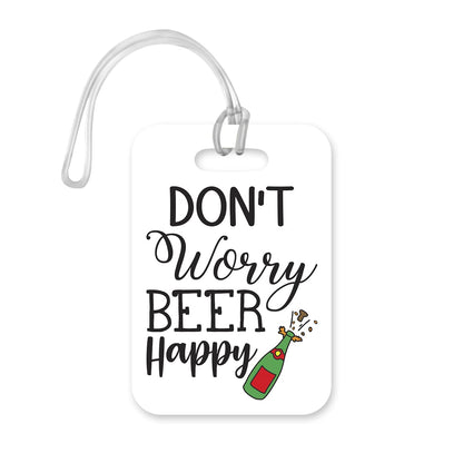 LT184 Don't Worry Beer Happy Novelty Funny Unique Designer Gift Glossy Plastic Suitcase Luggage Tag