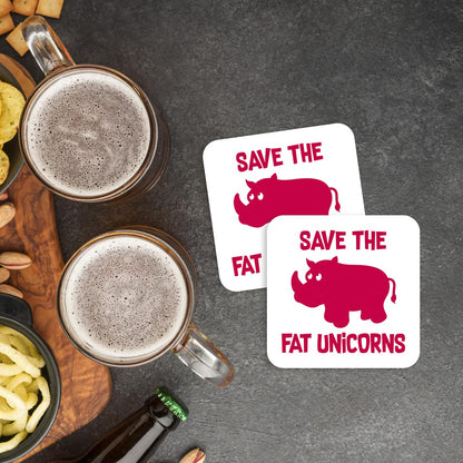 CS610 Save The Fat Unicorns Novelty Funny Coffee Tea Drink Gift Glossy MDF Wooden Coaster