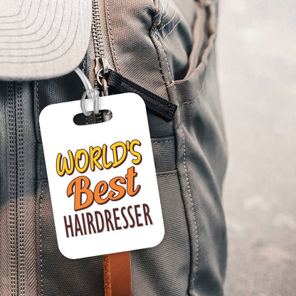 LT477 World's Best Hairdresser Novelty Funny Unique Designer Gift, Suitcase, Glossy Plastic Luggage Tag for Hairdresser