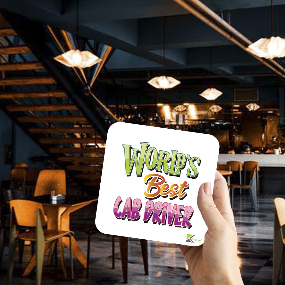 WB010 World's Best Car Driver MDF Wooden Coaster by Kruzroyal | Gift for Car Driver| Unique Novelty Present | 9cm x 9cm | Coffee Tea MDF Wooden Coaster