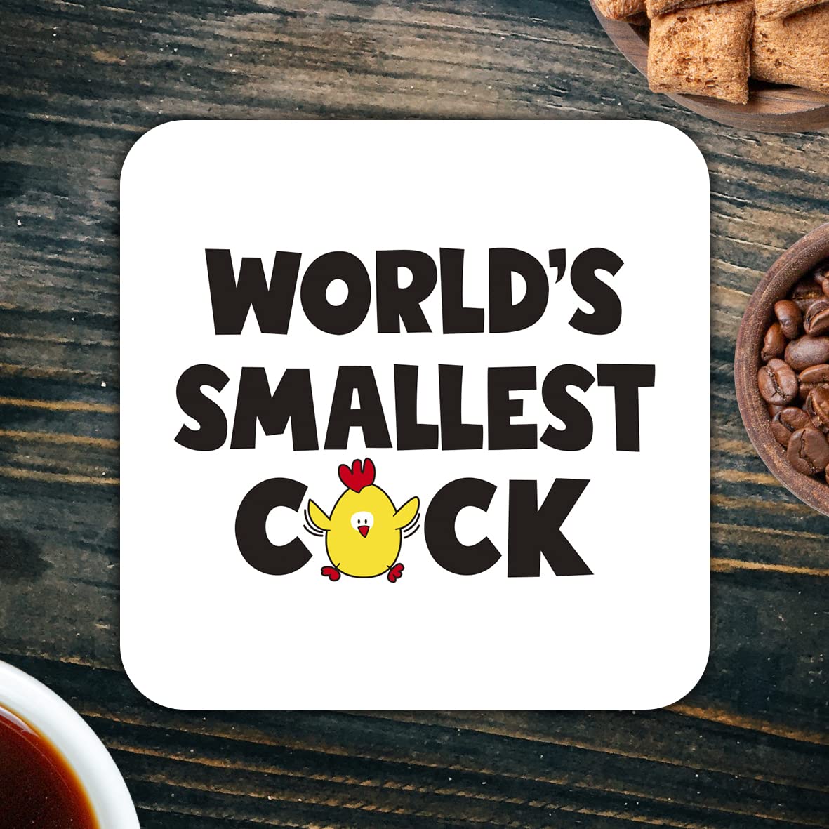 CS711 World's Smallest C*ck Novelty Funny Coffee Tea Drink Gift Glossy MDF Wooden Coaster