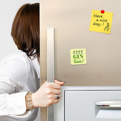 FM028 Gin Is My Tonic! Novelty Funny Idea Glossy Metal Square Fridge Magnet