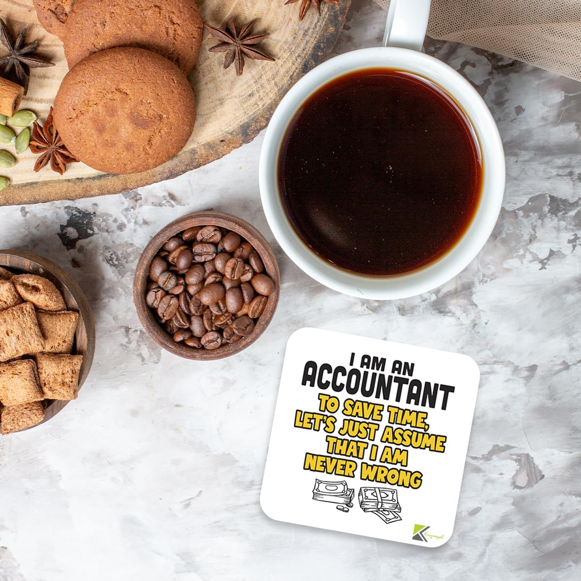 CS307 I am an Accountant to Save time, Let's just Assume That i am Never Wrong Novelty Funny Coffee Tea Drink Gift Glossy MDF Wooden Coaster
