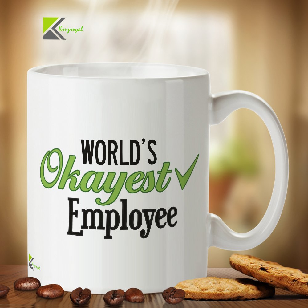 Kruzroyal DZ261 World's Okayest Employee Funny Novelty Great Gift Idea Coffee Tea Mug