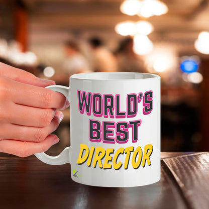 Kruzroyal DZ839 World's Best Director Mug 11oz - White Ceramic Cup for Company Leader, Film Director - Ideal Birthday, Leaving or Thank You Present