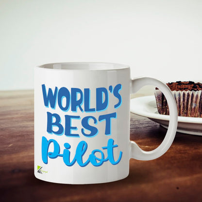 Kruzroyal DZ885 World's Best Pilot Mug 11oz - White Ceramic Cup for Captain, Aviator - Ideal Birthday, Graduation, Retirement Present