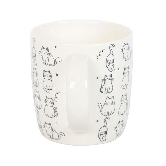 Something Different Wholesale White Happy Cat Mug | Cute Ceramic Mug for Cat Lovers | Whimsical Coffee Cup | Feline Gift | 500ml