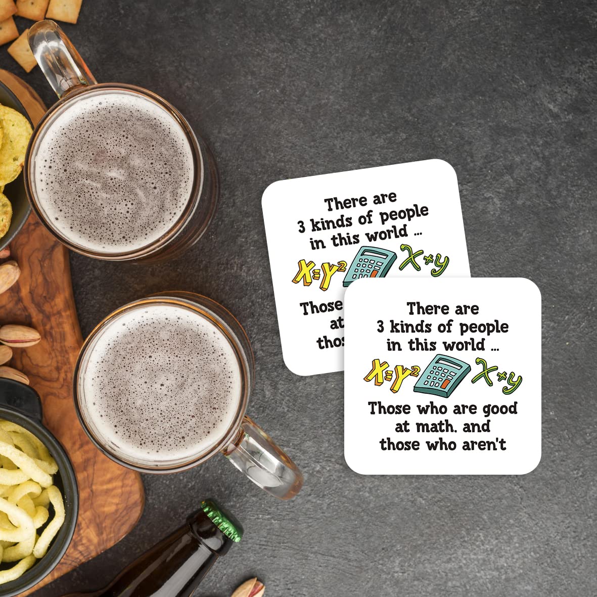 CS435 There are 3 Kinds of People in This World... Those who are Good at Math, and Those who aren't Novelty Funny Coffee Tea Drink Gift Glossy MDF Wooden Coaster