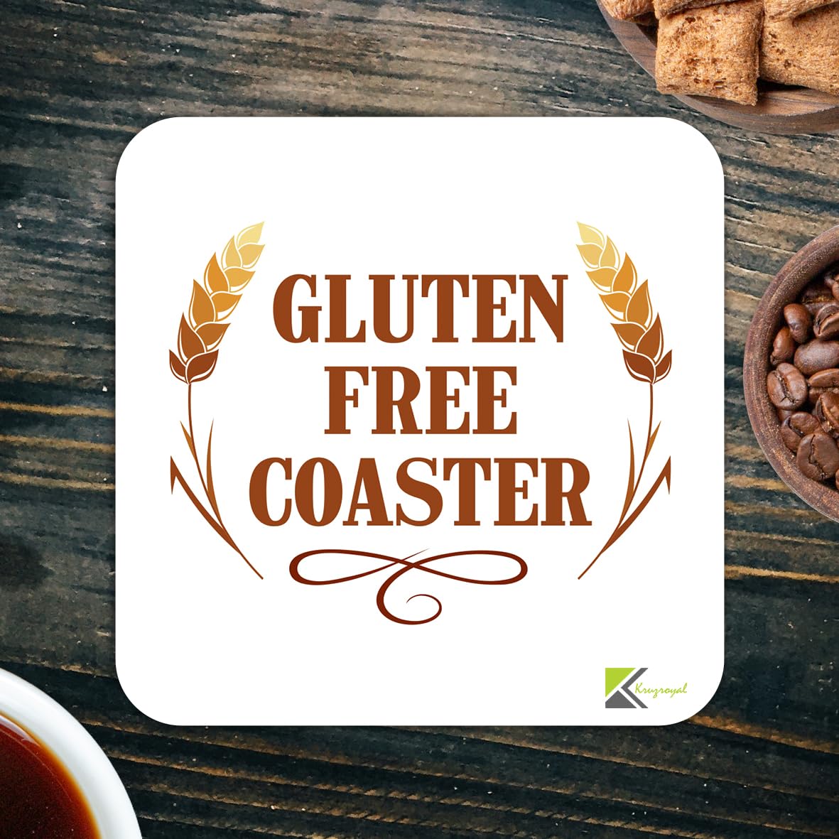CS915 Gluten Free Coaster Novelty Funny Coffee Tea Drink Gift Glossy MDF Wooden Coaster