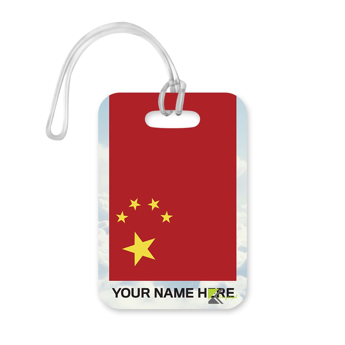 PLT273 Personalised Name with China Flag Novelty Funny Unique Designer Gift Glossy Plastic Suitcase Luggage Tag