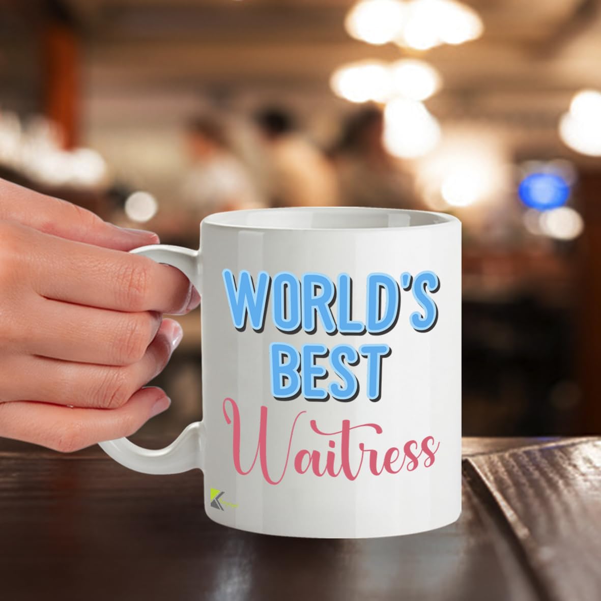Kruzroyal DZ841 World's Best Waitress Mug 11oz - White Ceramic Coffee & Tea Cup for Server, Waiting Staff - Funny Birthday, Leaving or Thank You Present