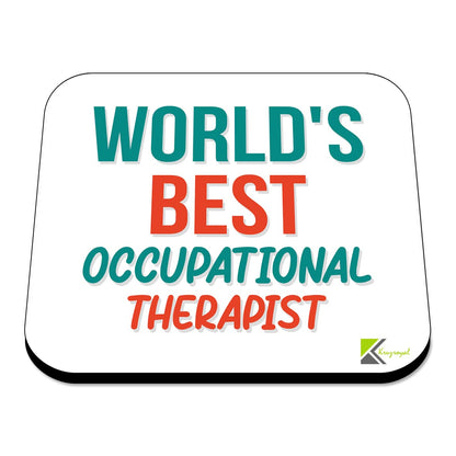 WB092 World's Best Occupational Therapist MDF Wooden Coaster by Kruzroyal | Gift for Occupational Therapist | Unique Novelty Present | 9cm x 9cm | Coffee Tea MDF Wooden Coaster