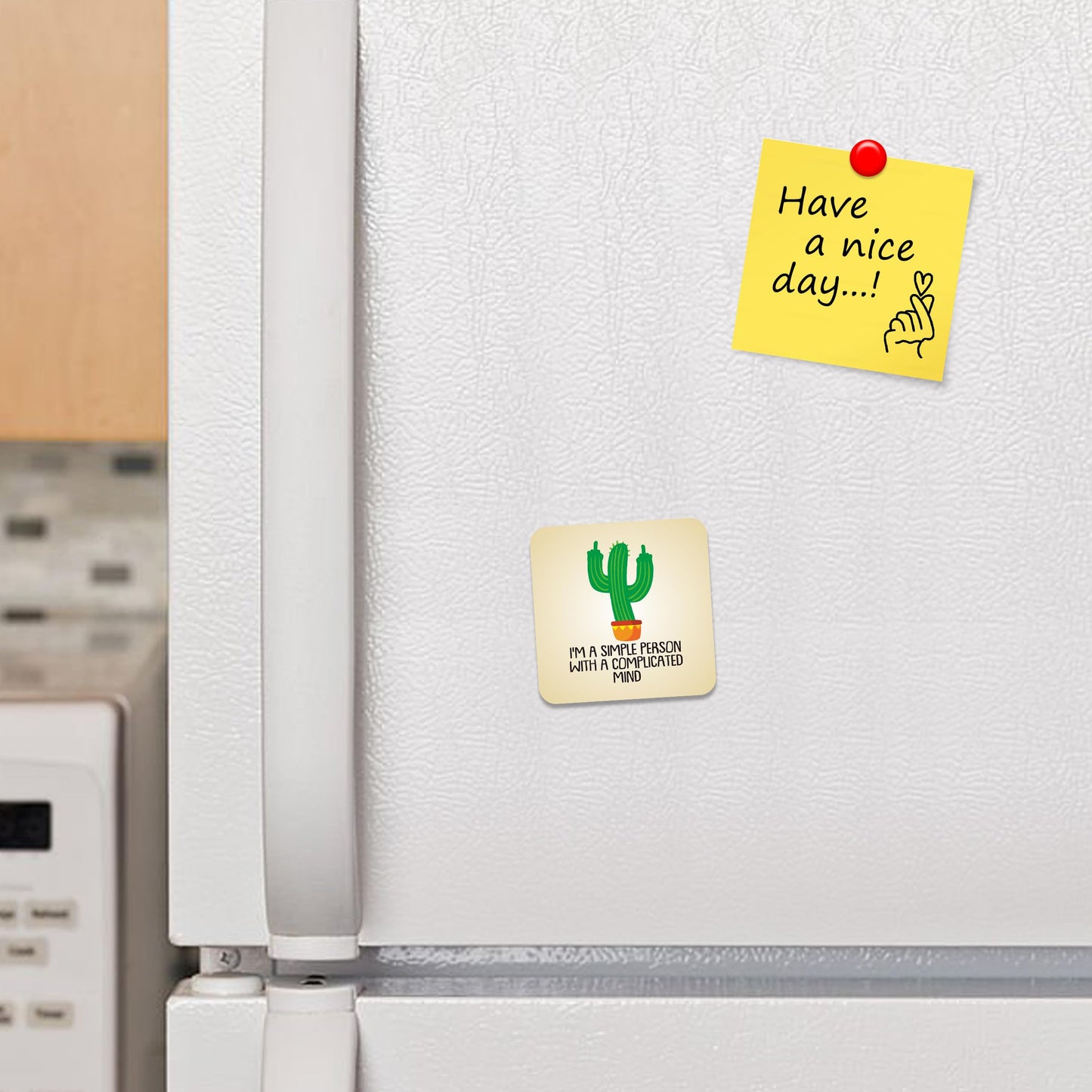 FM076 I'm a simple person with a complicated mind Novelty Funny Idea Glossy Metal Square Fridge Magnet