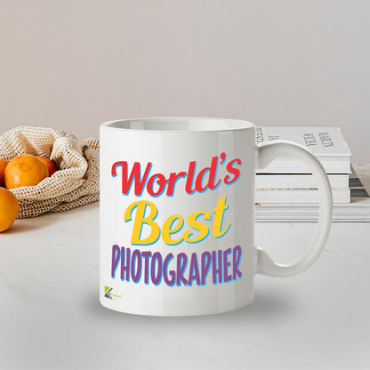 Kruzroyal DZ868 World's Best Photographer Mug 11oz - White Ceramic Cup for Cameraman, Shutterbug - Ideal Birthday, Thank You, Leaving Present