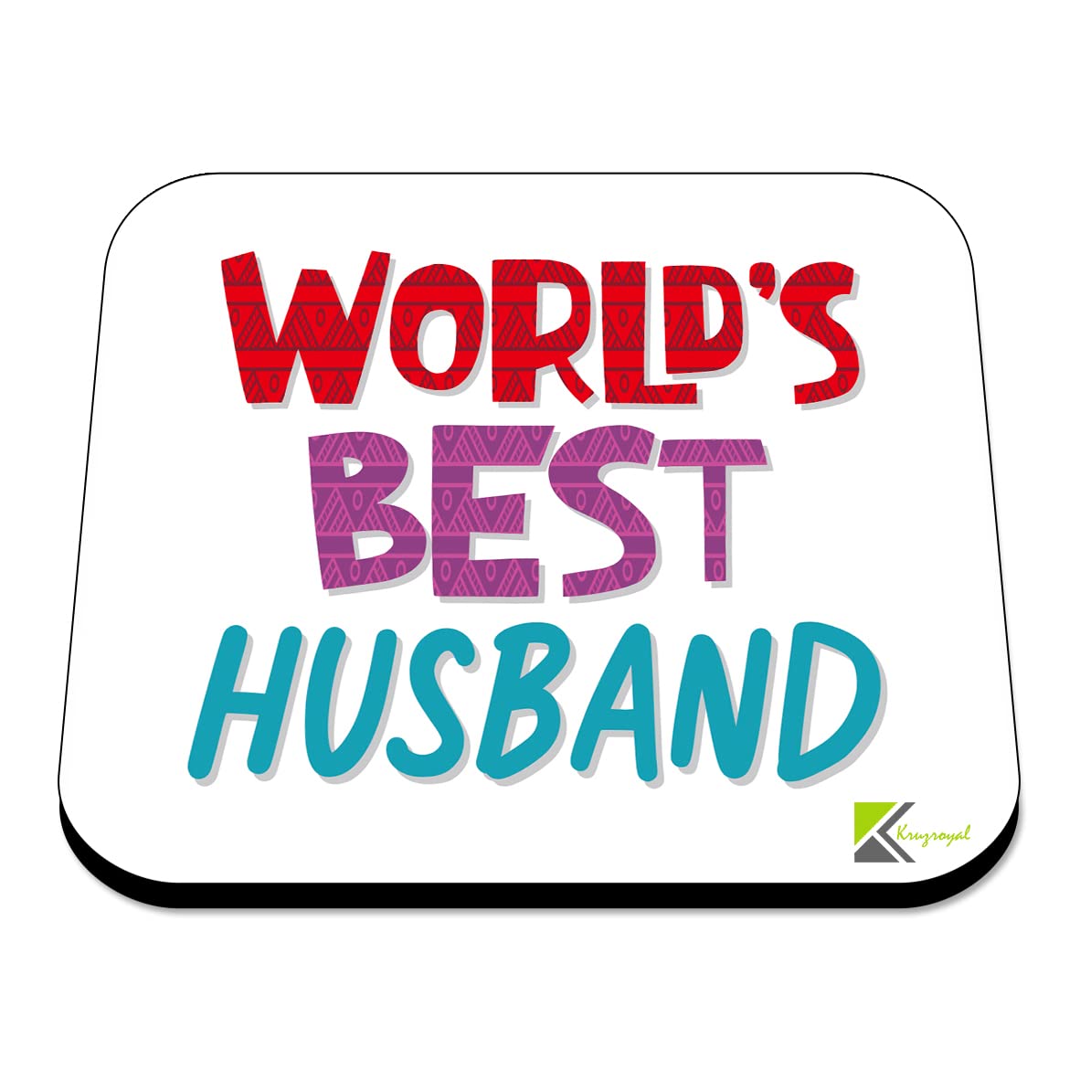 WB045 World's Best Husband MDF Wooden Coaster by Kruzroyal | Gift for Husband | Unique Novelty Present | 9cm x 9cm | Coffee Tea MDF Wooden Coaster