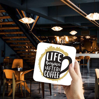 CS497 Life Begins After Coffee Novelty Funny Coffee Tea Drink Gift Glossy MDF Wooden Coaster