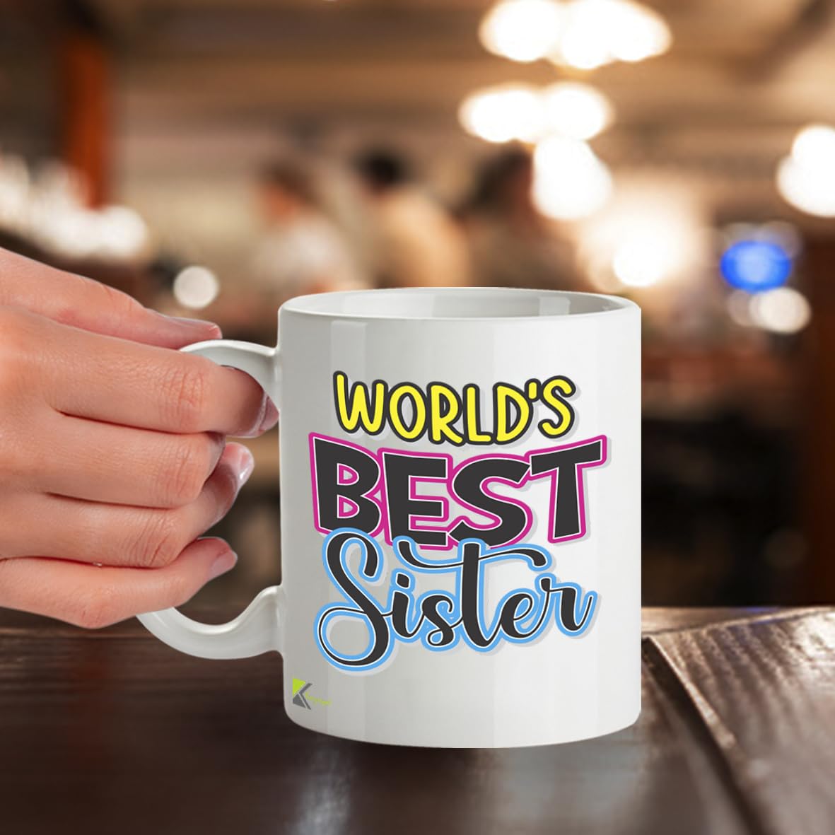 Kruzroyal DZ815 World's Best Sister Mug 11oz - Funny Gift for Her from Sister or Brother, Novelty Coffee Cup for Big & Little Sis