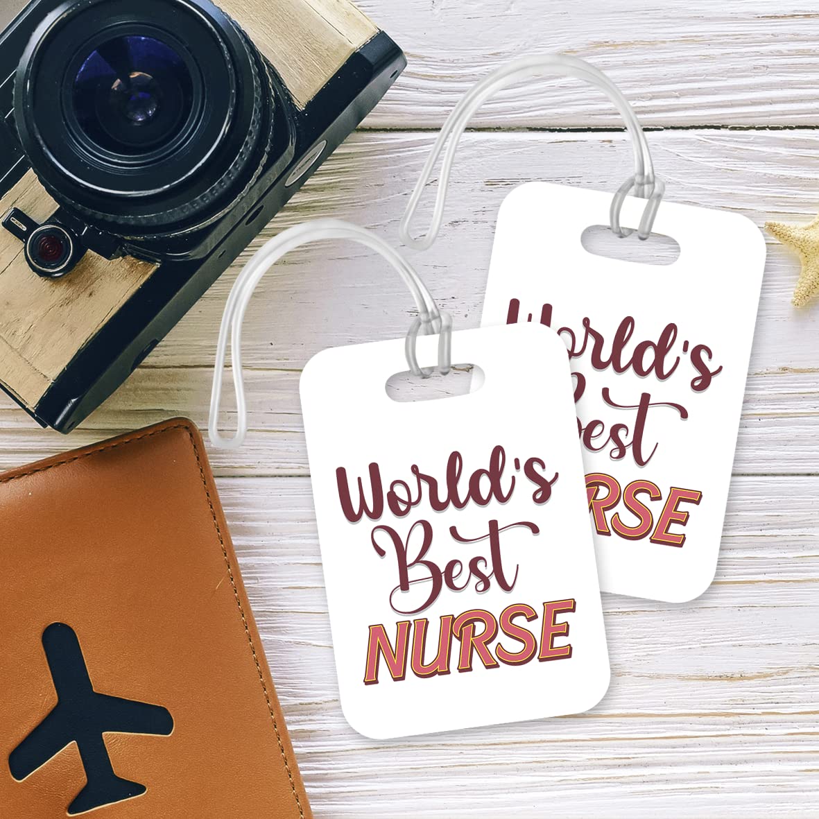 LT449 World's Best Nurse Novelty Funny Unique Designer Gift, Suitcase, Glossy Plastic Luggage Tag for Nurse