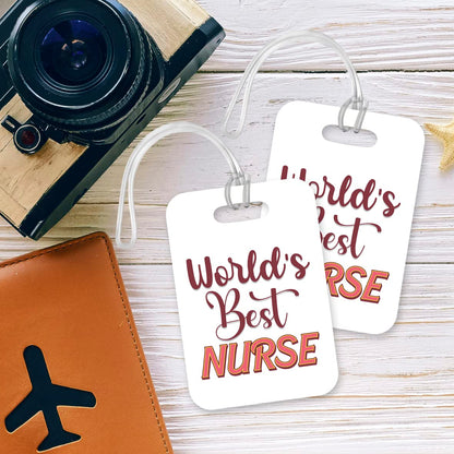 LT449 World's Best Nurse Novelty Funny Unique Designer Gift, Suitcase, Glossy Plastic Luggage Tag for Nurse