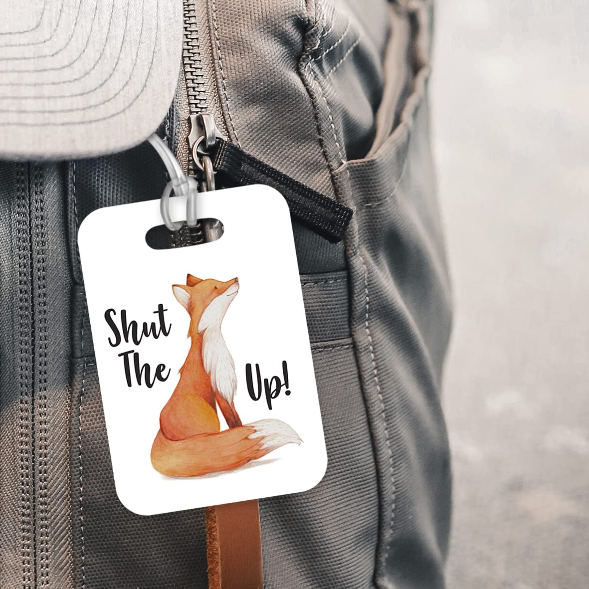 LT123 Shut The Fox Up! Novelty Funny Unique Designer Gift Glossy Plastic Suitcase Luggage Tag