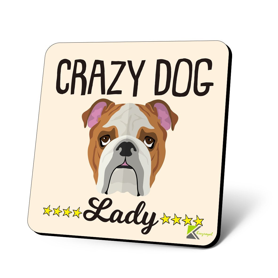 CS1091 Crazy Dog Lady Novelty Funny Coffee Tea Drink Christmas Gift Glossy MDF Wooden Coaster