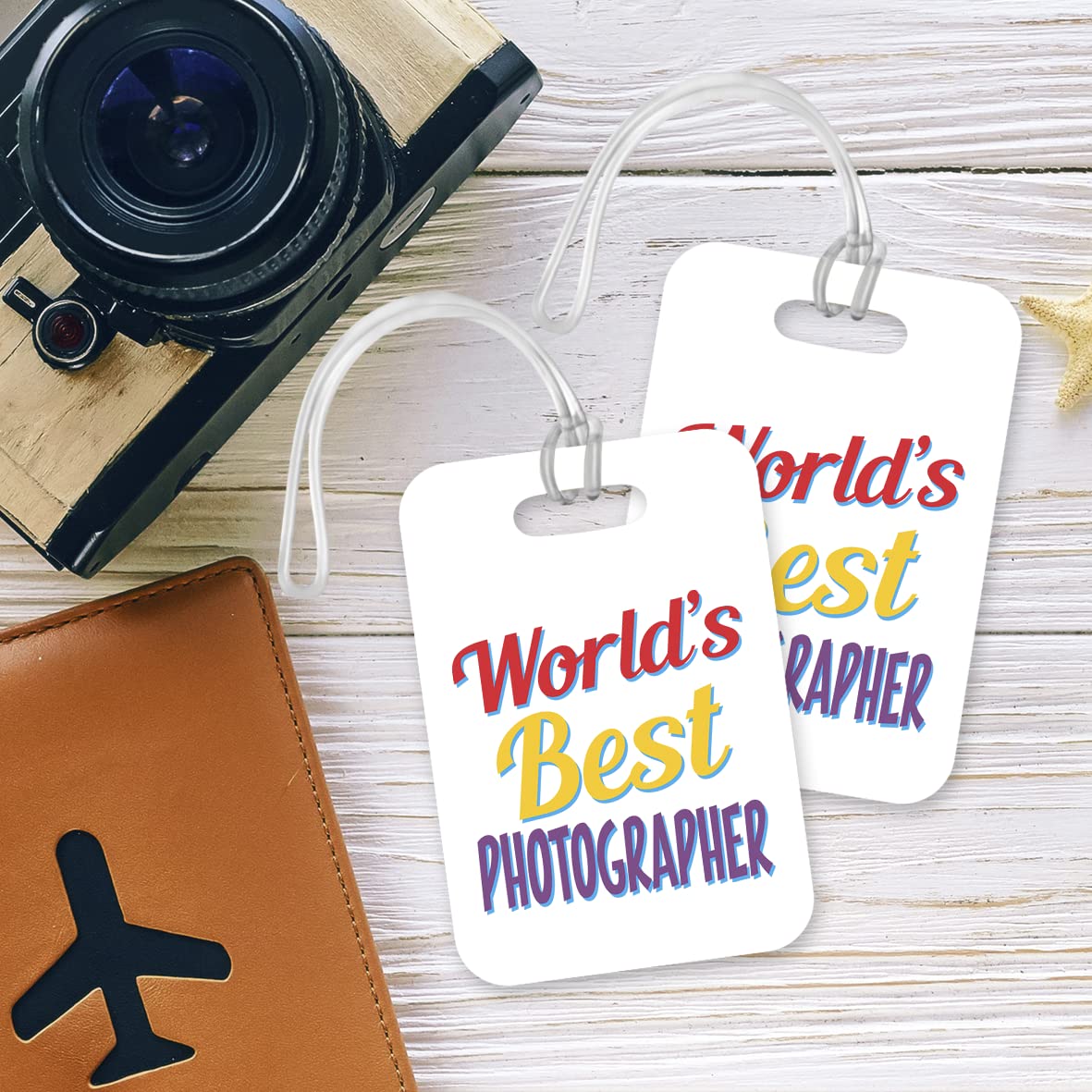 LT468 World's Best Photographer Novelty Funny Unique Designer Gift, Suitcase, Glossy Plastic Luggage Tag for Photographer