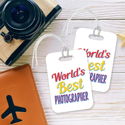 LT468 World's Best Photographer Novelty Funny Unique Designer Gift, Suitcase, Glossy Plastic Luggage Tag for Photographer
