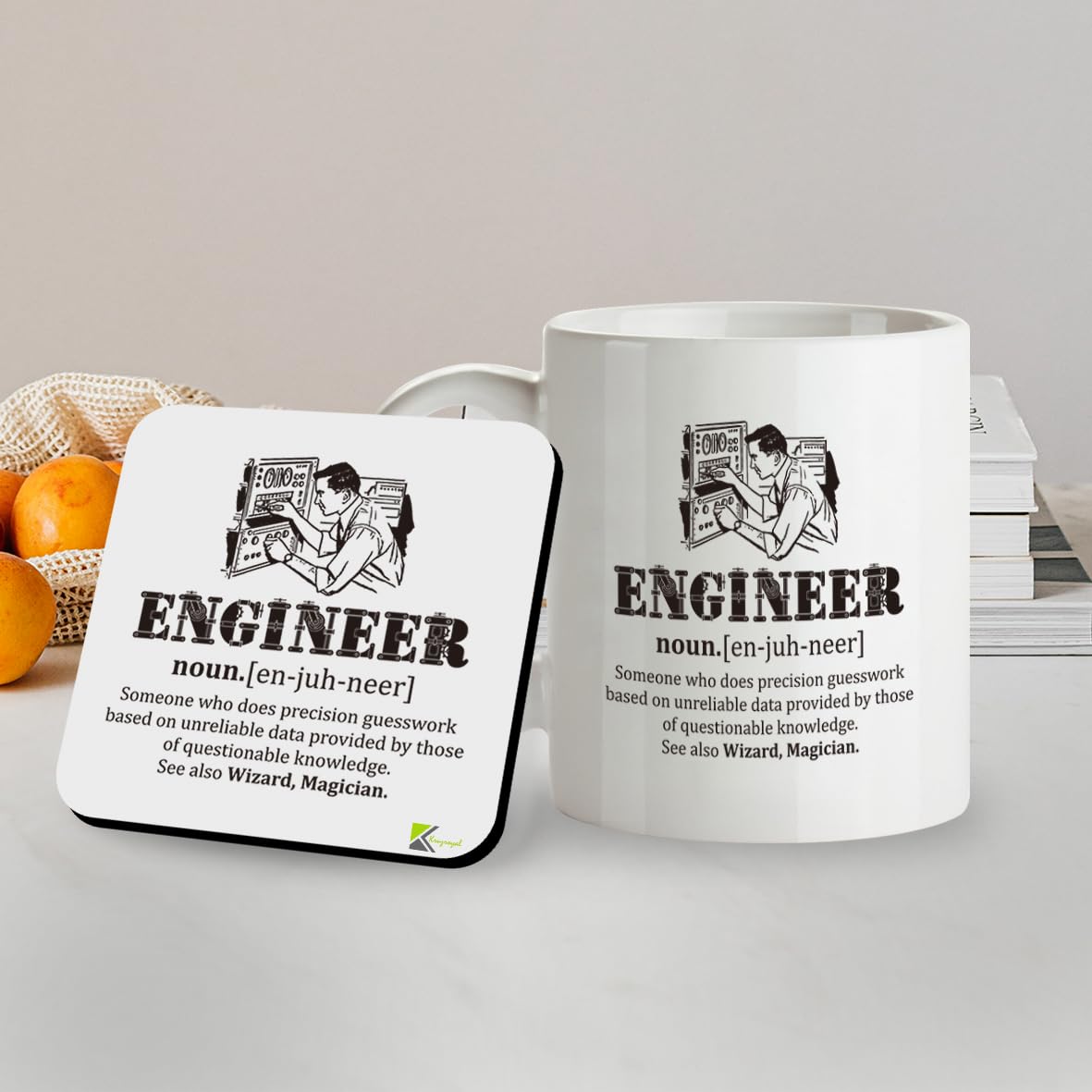 Kruzroyal SM014 Defination Engineer - 11OZ Mug & Matching Coaster Set