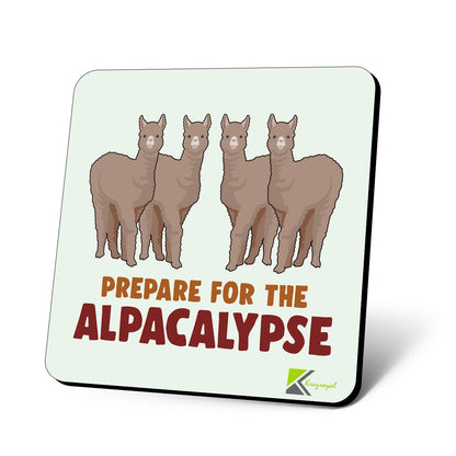 CS666 Prepare for The Alpacalypse Novelty Funny Coffee Tea Drink Gift Glossy MDF Wooden Coaster