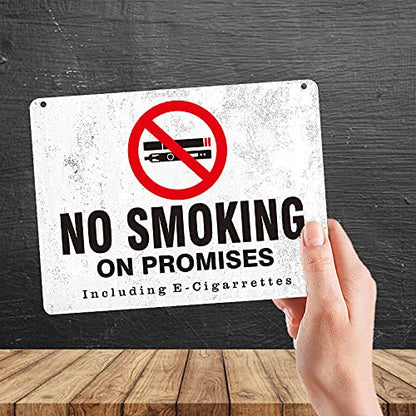 Kruzroyal MP445 No Smoking On Premises including e-cigarettes Funny Novelty Retro Vintage Metal Wall Sign Plaque 20cm x 15cm