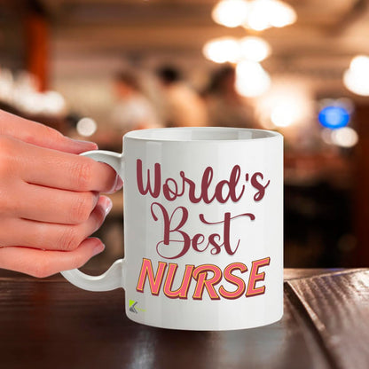 Kruzroyal DZ849 World's Best Nurse Mug 11oz - White Ceramic Cup for NHS Staff, Student, Midwife - Ideal Thank You, Graduation or Retirement Present