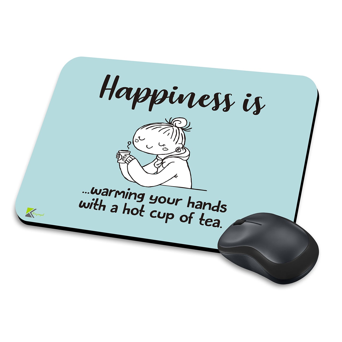 MM217 - Happiness is warming your hands with a hot cup of tea. Funny Novelty Gift Mousemat/MousePad Anti Slip Laptop Computer PC Mouse Mat