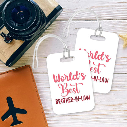 LT497 World's Best Brother-in-Law Novelty Funny Unique Designer Gift, Suitcase, Glossy Plastic Luggage Tag for Brother-in-Law