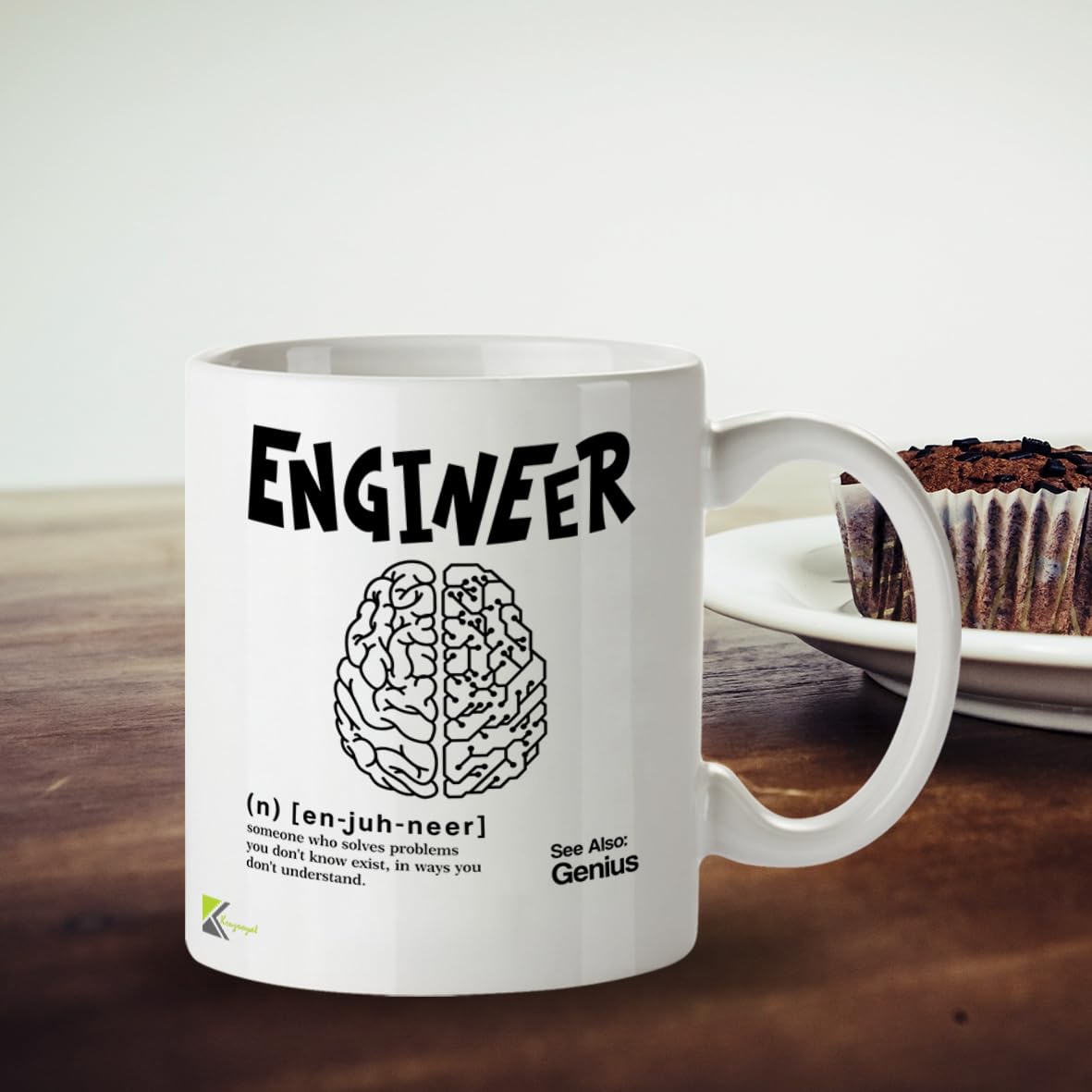 Kruzroyal Funny Engineer Mug Definition See Also Genius - 11oz Ceramic Coffee Tea Cup Gift for Engineers Students Coworkers - Dishwasher Microwave Safe STEM Novelty Present
