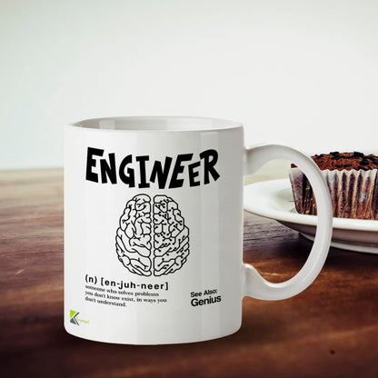Kruzroyal Funny Engineer Mug Definition See Also Genius - 11oz Ceramic Coffee Tea Cup Gift for Engineers Students Coworkers - Dishwasher Microwave Safe STEM Novelty Present
