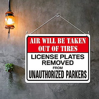 Kruzroyal MP358 AIR WILL BE TAKEN OUT OF TIRES,License plates remove from unauthorized parkers. Funny Novelty Retro Vintage Metal Wall Sign Plaque 20cm x 15cm