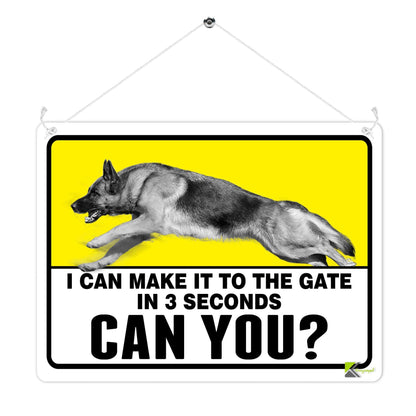 Kruzroyal MP369 I can make it to the gate in 3 seconds, can you? Funny Novelty Retro Vintage Metal Wall Sign Plaque 20cm x 15cm