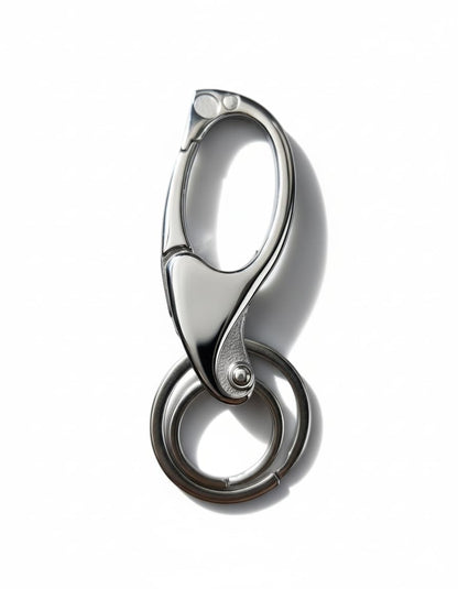 Kruzroyal Metal Keychain Carabiner Clip, Quick Release Keyring Holder with Double Split Rings, Silver, 9cm x 3cm, for Car and Home Keys
