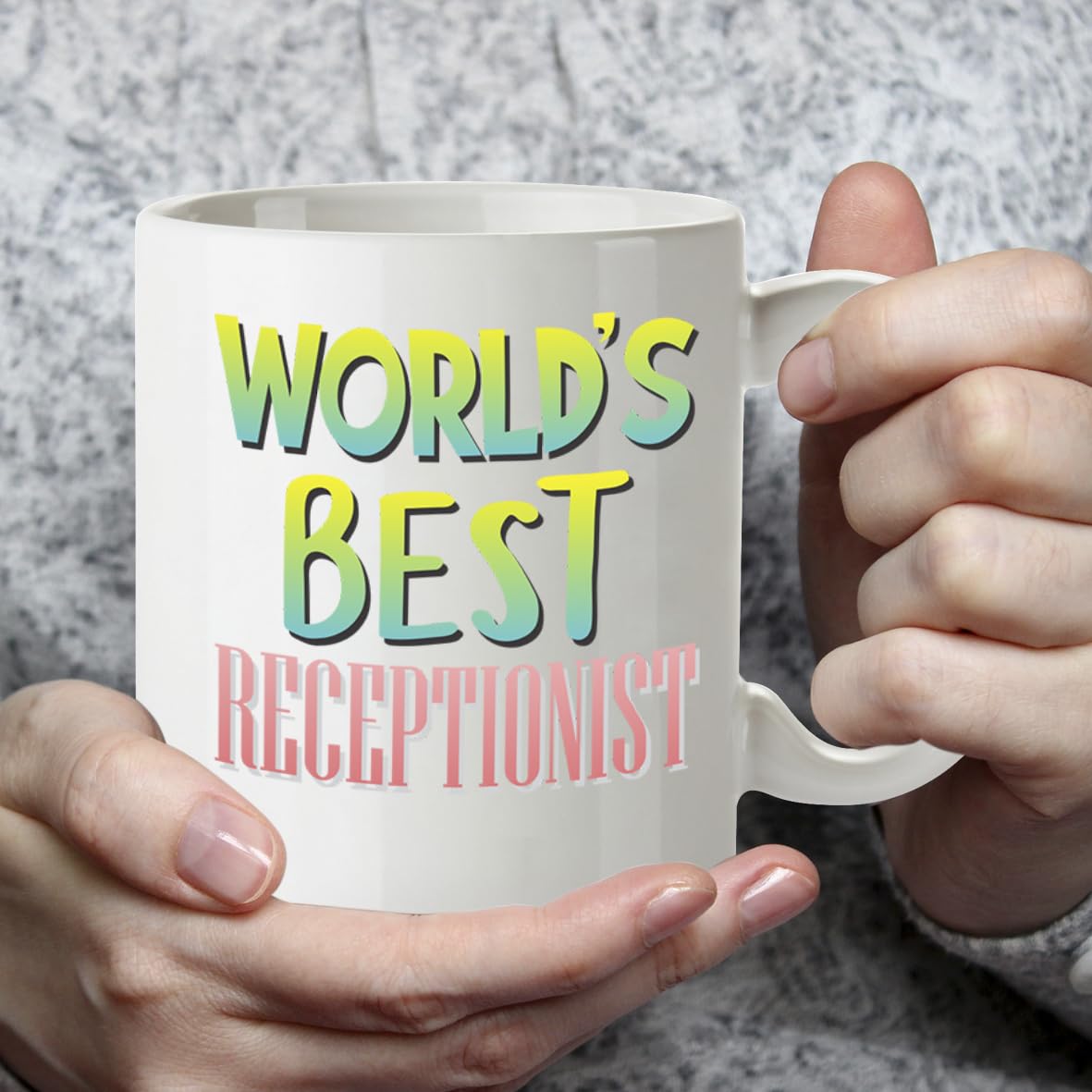 Kruzroyal DZ886 World's Best Receptionist Mug 11oz - White Ceramic Cup for Admin, PA - Funny Birthday, Leaving, Thank You Present
