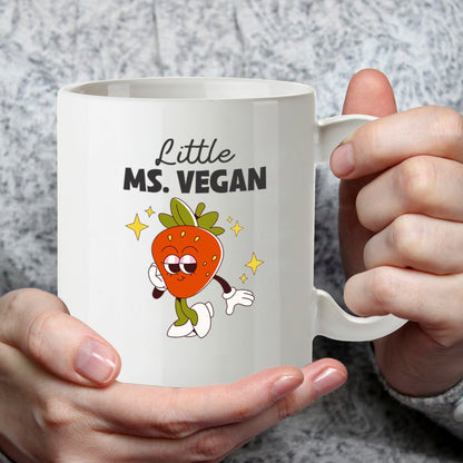 Kruzroyal Little Ms Vegan Mug | Retro Cartoon Gift for Women | Funny Vegan Coffee Mug 11oz | Dishwasher Safe Ceramic Cup for Her