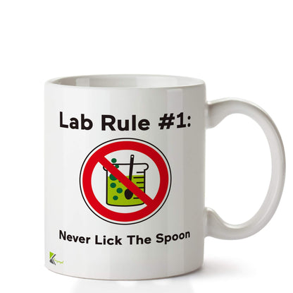 Kruzroyal DZ612 Lab Rule #1: Never Lick The Spoon Funny Novelty Great Gift Idea Coffee Tea Ceramic Mug