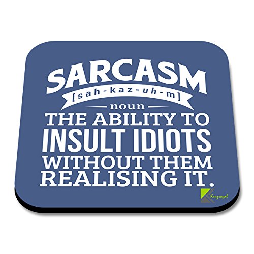 CS273 Defination sarcasm Novelty Funny Coffee Tea Drink Gift Glossy MDF Wooden Coaster | Gifts for Men, Women, Friend, Colleague | Birthday & Gag Gift