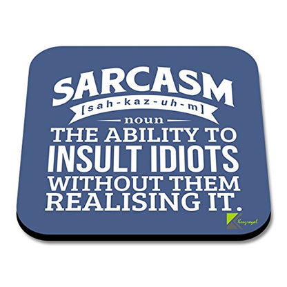 CS273 Defination sarcasm Novelty Funny Coffee Tea Drink Gift Glossy MDF Wooden Coaster | Gifts for Men, Women, Friend, Colleague | Birthday & Gag Gift