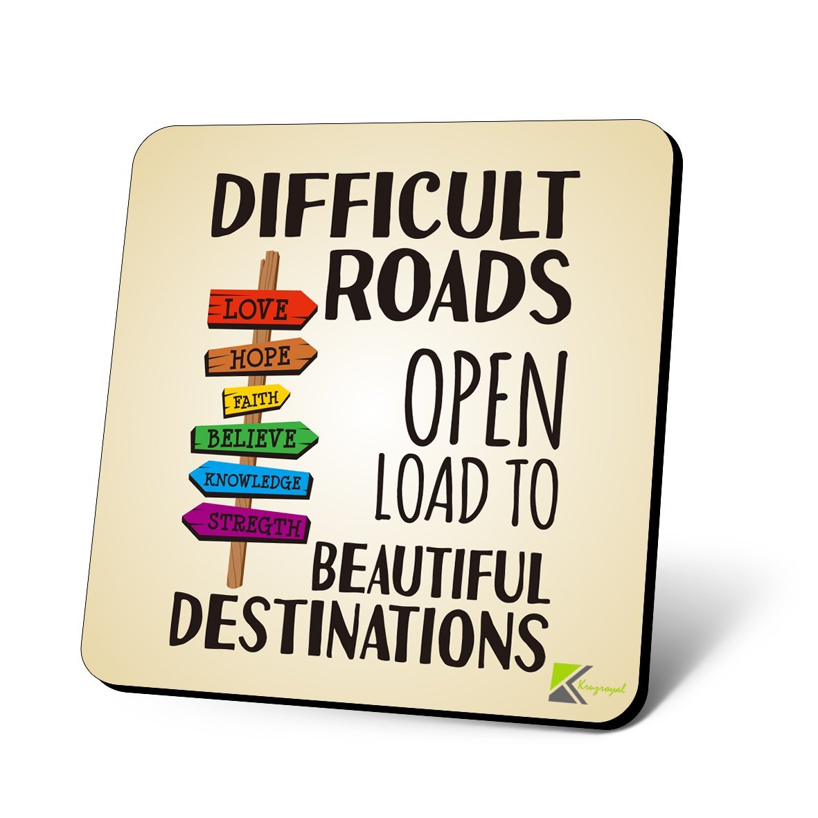 CS1072 Difficult roads open load to beautiful destinations Novelty Funny Coffee Tea Drink Glossy MDF Wooden Coaster