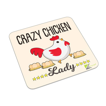 FM088 Crazy Chicken Lady Novelty Funny Idea Glossy Metal Square Fridge Magnet