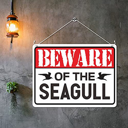 Kruzroyal MP366 BEWARE Of the seagull. Funny Novelty Retro Vintage Metal Wall Sign Plaque 20cm x 15cm