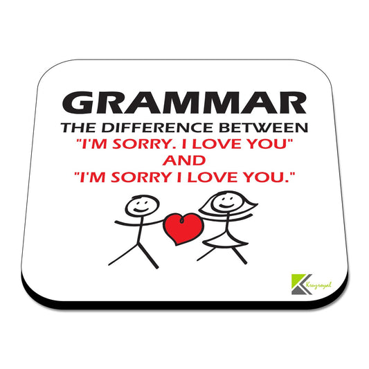 CS372 Grammar Difference Full Stop Novelty Funny Coffee Tea Drink Gift Glossy MDF Wooden Coaster