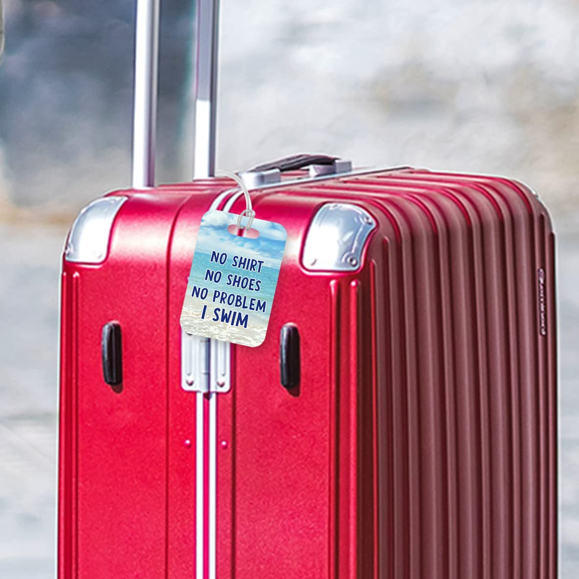 LT063 No Shirt No Shoes No Problem I Swim Novelty Funny Unique Designer Gift Glossy Plastic Suitcase Luggage Tag